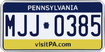 PA license plate MJJ0385
