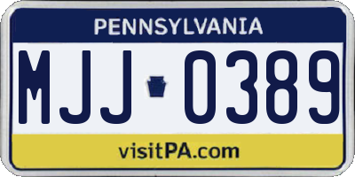PA license plate MJJ0389