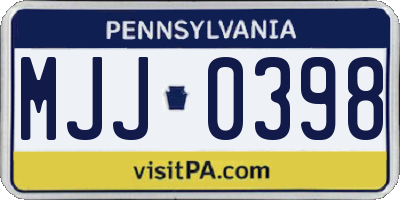 PA license plate MJJ0398