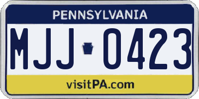 PA license plate MJJ0423