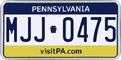 PA license plate MJJ0475