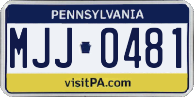 PA license plate MJJ0481