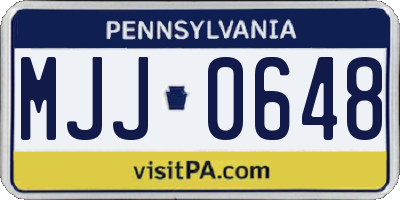 PA license plate MJJ0648