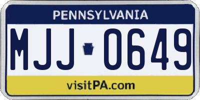 PA license plate MJJ0649