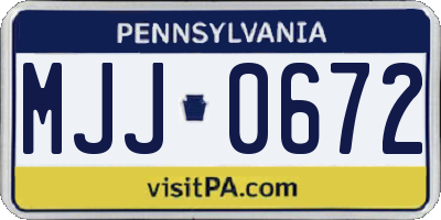 PA license plate MJJ0672