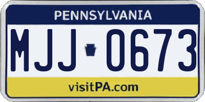 PA license plate MJJ0673