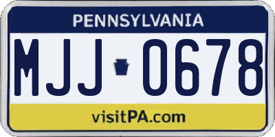 PA license plate MJJ0678