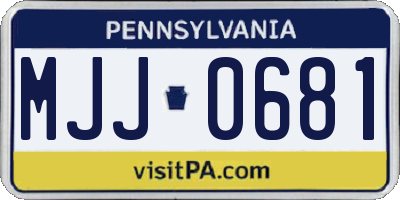 PA license plate MJJ0681