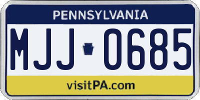 PA license plate MJJ0685