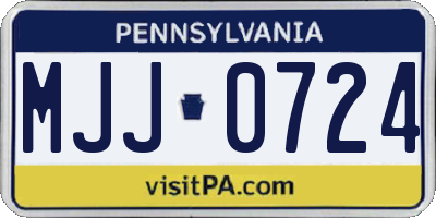 PA license plate MJJ0724
