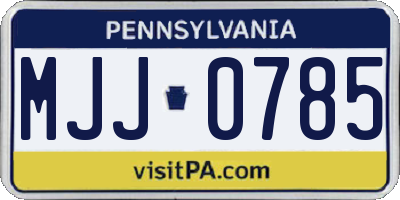 PA license plate MJJ0785