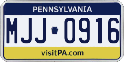 PA license plate MJJ0916