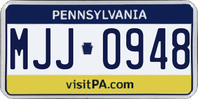 PA license plate MJJ0948