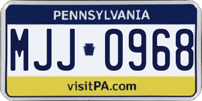 PA license plate MJJ0968