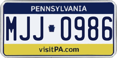 PA license plate MJJ0986