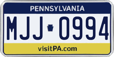 PA license plate MJJ0994