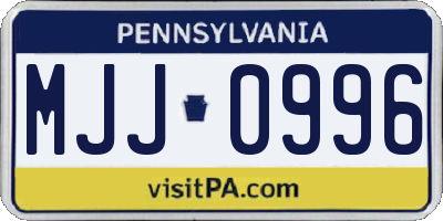 PA license plate MJJ0996