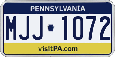 PA license plate MJJ1072