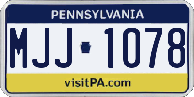 PA license plate MJJ1078