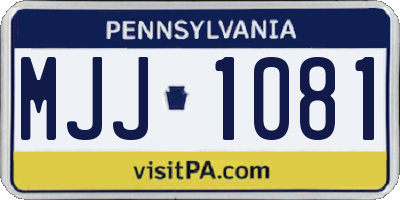 PA license plate MJJ1081