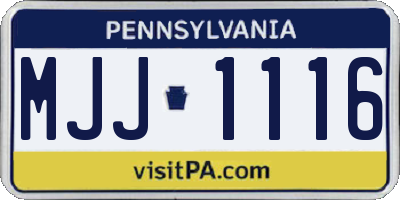 PA license plate MJJ1116