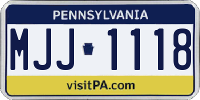 PA license plate MJJ1118