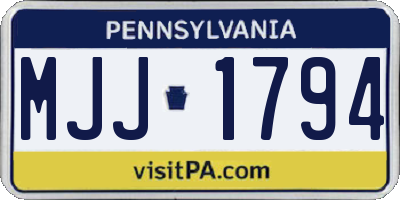 PA license plate MJJ1794