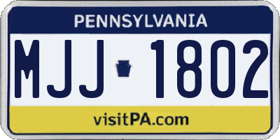 PA license plate MJJ1802