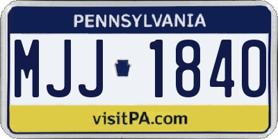PA license plate MJJ1840