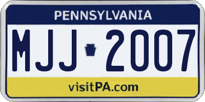 PA license plate MJJ2007