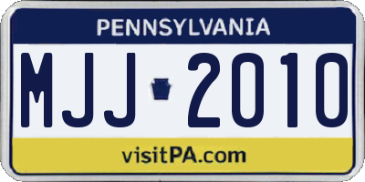 PA license plate MJJ2010
