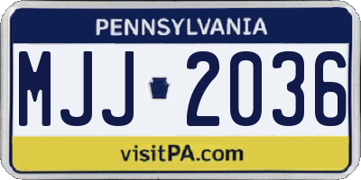 PA license plate MJJ2036