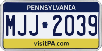 PA license plate MJJ2039
