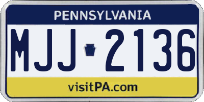 PA license plate MJJ2136