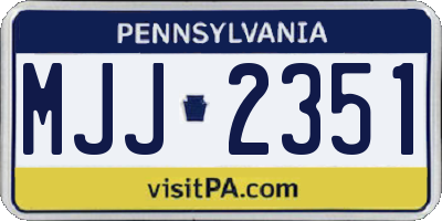 PA license plate MJJ2351