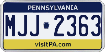 PA license plate MJJ2363