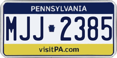 PA license plate MJJ2385