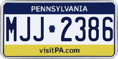 PA license plate MJJ2386
