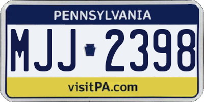 PA license plate MJJ2398