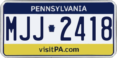 PA license plate MJJ2418