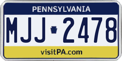 PA license plate MJJ2478