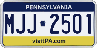 PA license plate MJJ2501