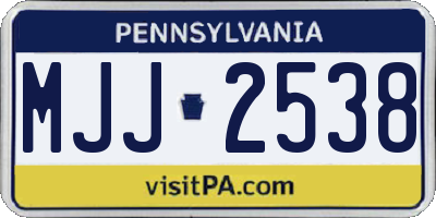 PA license plate MJJ2538