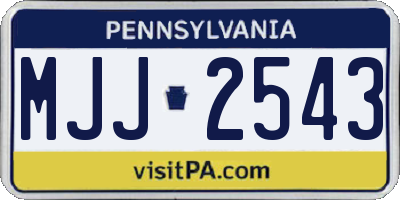 PA license plate MJJ2543