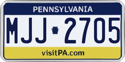 PA license plate MJJ2705
