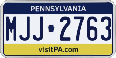 PA license plate MJJ2763