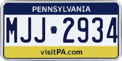 PA license plate MJJ2934