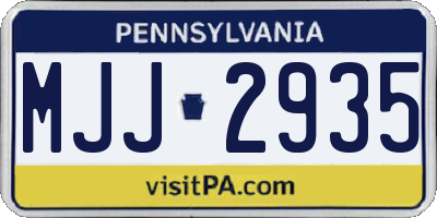 PA license plate MJJ2935