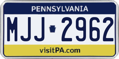 PA license plate MJJ2962