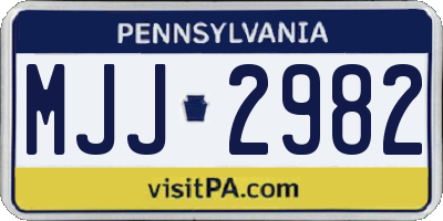 PA license plate MJJ2982